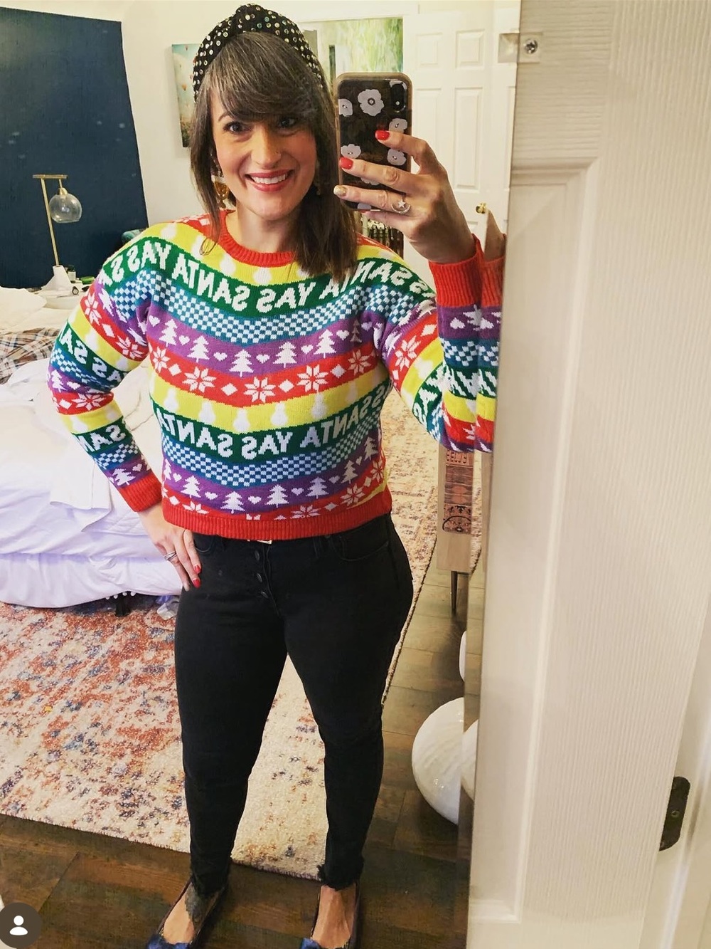 Multicolor 'Santa Yas' Holiday Crewneck Sweater